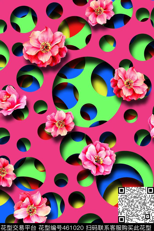 3D几何圆点数码印花华亿平台下载（图片编号: 461020） - 瓦栏（Walan）