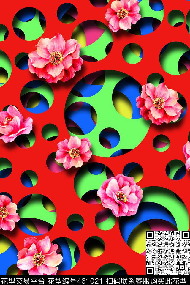 3D几何圆点数码印花华亿平台下载（图片编号: 461021） - 瓦栏（Walan）