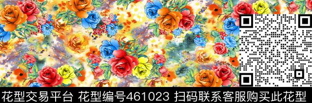 玫瑰幻彩底纹时尚女装数码印花华亿平台下载（图片编号: 461023） - 瓦栏（Walan）