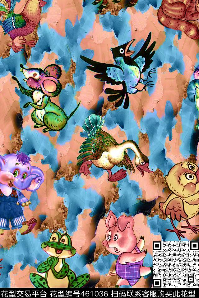 动物世界动画动物水彩数码印花华亿平台下载（图片编号: 461036） - 瓦栏（Walan）