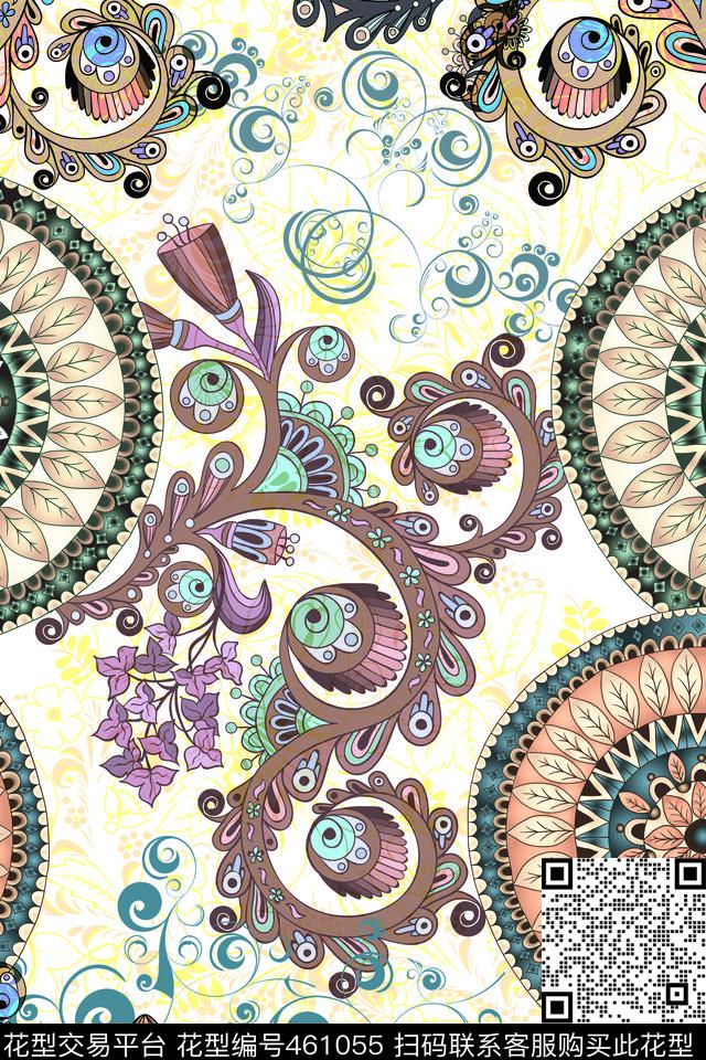 民族花纹数码传统印花华亿平台下载（图片编号: 461055） - 瓦栏（Walan）