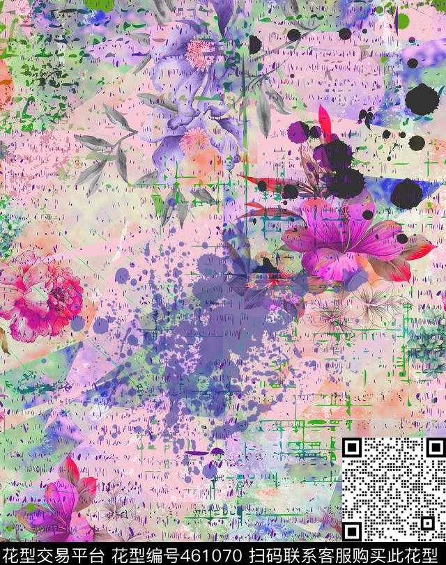 复古花卉数码数码印花华亿平台下载（图片编号: 461070） - 瓦栏（Walan）