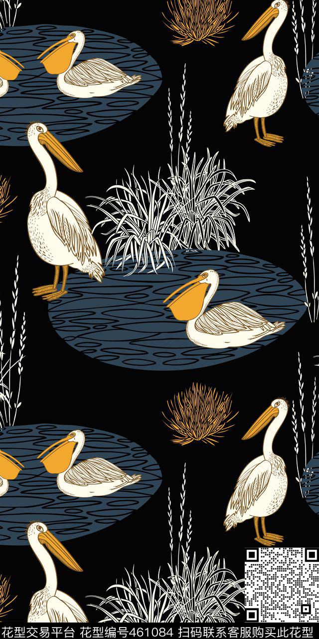 复古手绘橱窗动物图古典中国风传统印花华亿平台下载（图片编号: 461084） - 瓦栏（Walan）