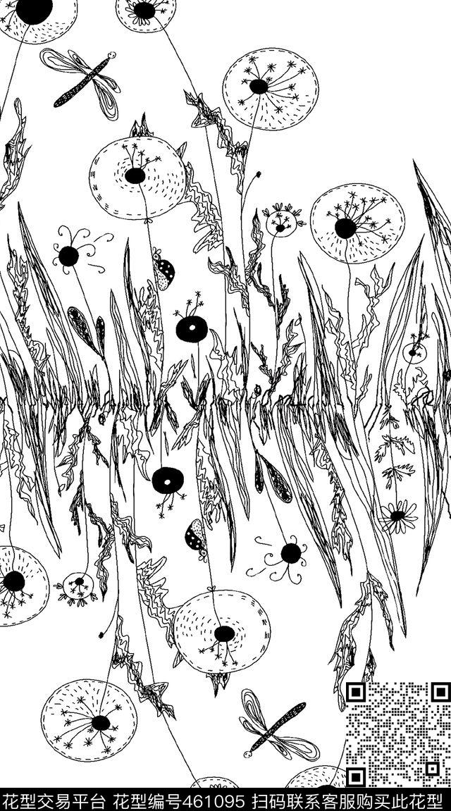 白庙黑白素色传统印花华亿平台下载（图片编号: 461095） - 瓦栏（Walan）