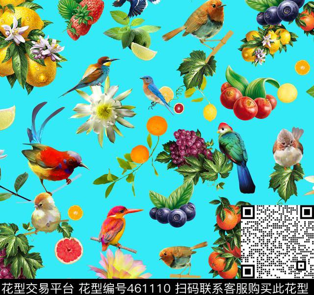 花卉鸟水果数码印花华亿平台下载（图片编号: 461110） - 瓦栏（Walan）