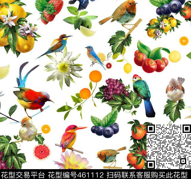 花卉鸟水果数码印花华亿平台下载（图片编号: 461112） - 瓦栏（Walan）