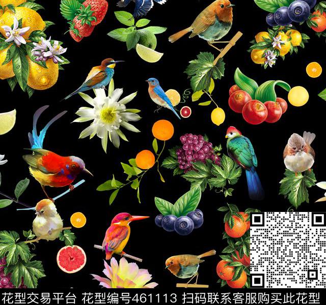 花卉鸟水果数码印花华亿平台下载（图片编号: 461113） - 瓦栏（Walan）