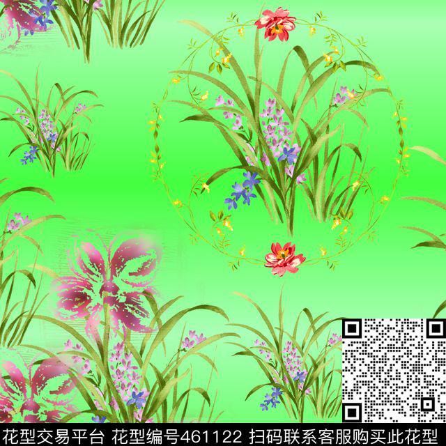 花草风格花卉花草传统印花华亿平台下载（图片编号: 461122） - 瓦栏（Walan）