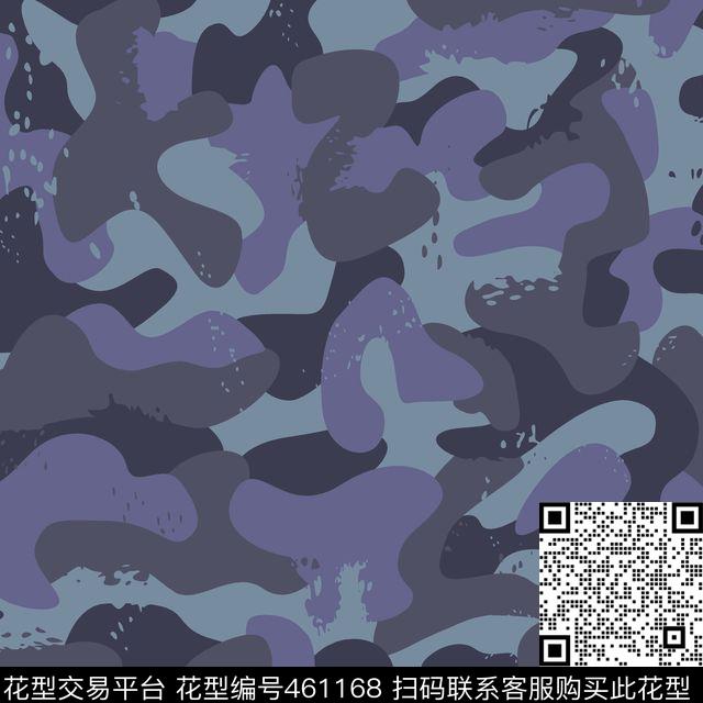 迷彩蓝色红色传统印花华亿平台下载（图片编号: 461168） - 瓦栏（Walan）