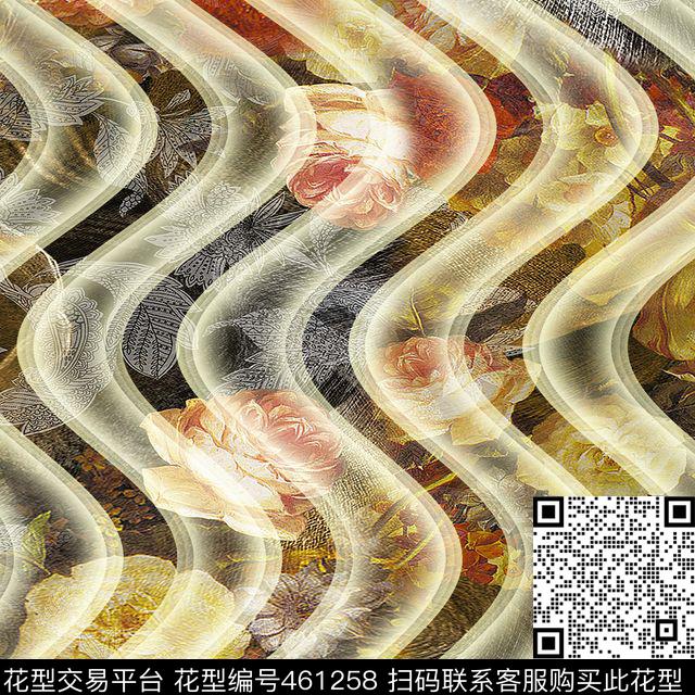创意波纹时尚花卉数码数码印花华亿平台下载（图片编号: 461258） - 瓦栏（Walan）