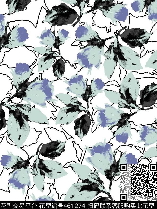 简单抽象树叶传统印花华亿平台下载（图片编号: 461274） - 瓦栏（Walan）