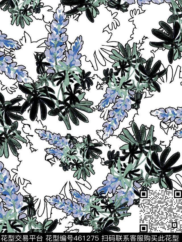 抽象花卉水彩传统印花华亿平台下载（图片编号: 461275） - 瓦栏（Walan）