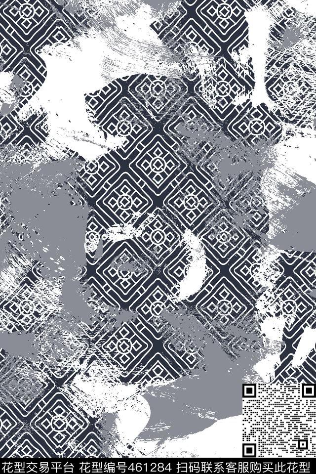 抽象几何民族传统印花华亿平台下载（图片编号: 461284） - 瓦栏（Walan）