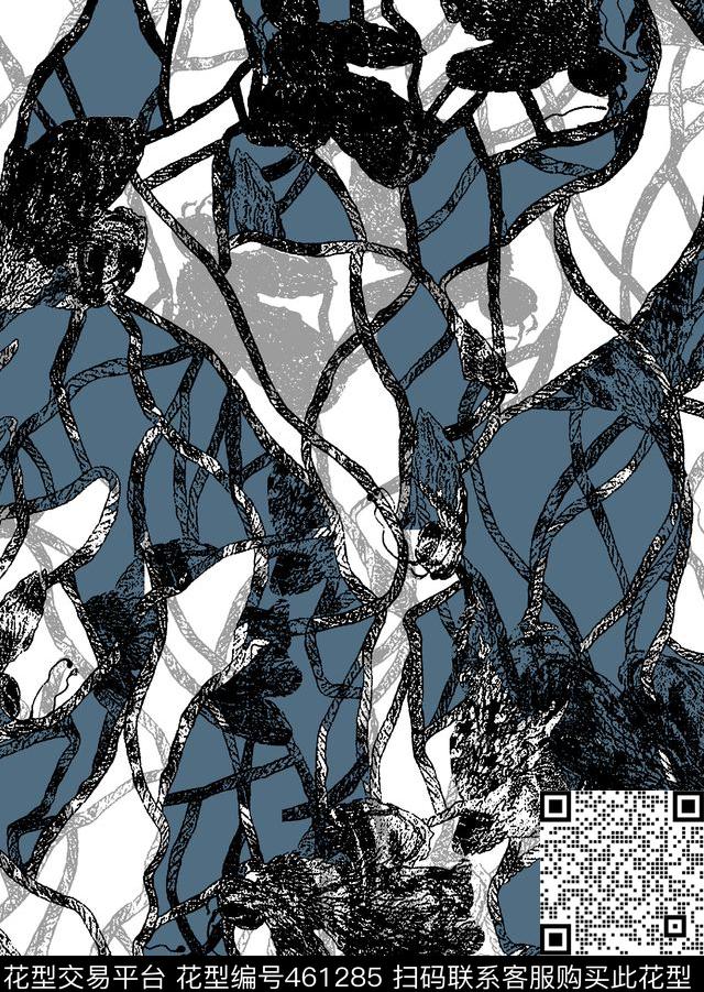 抽象纹理花卉传统印花华亿平台下载（图片编号: 461285） - 瓦栏（Walan）