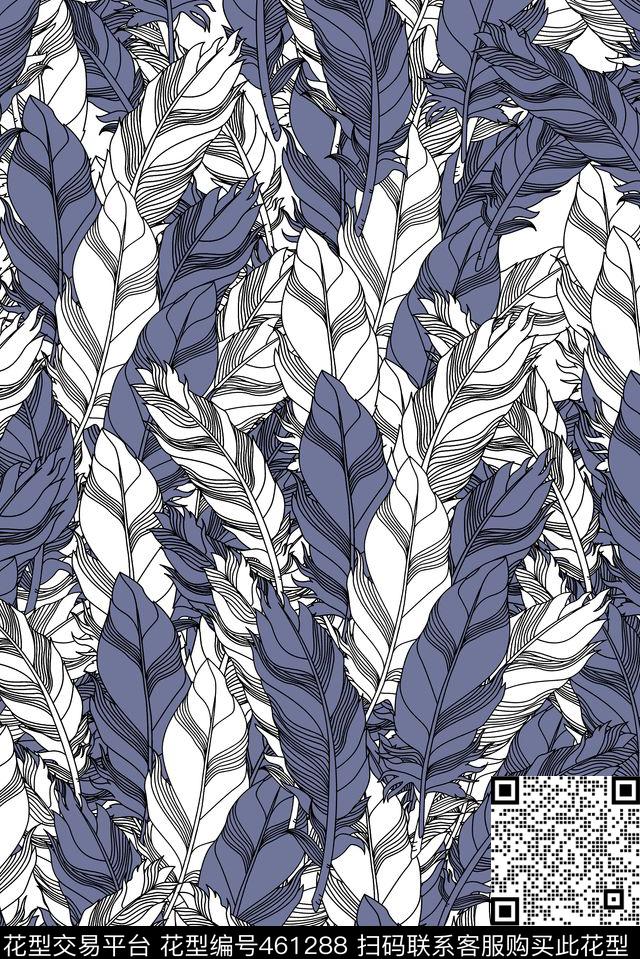 羽毛纹理动物纹传统印花华亿平台下载（图片编号: 461288） - 瓦栏（Walan）