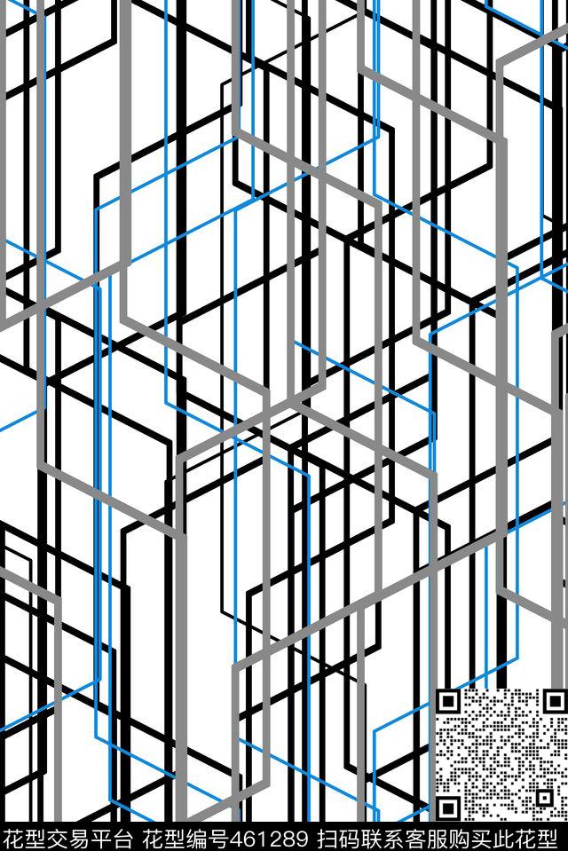 抽象几何线条传统印花华亿平台下载（图片编号: 461289） - 瓦栏（Walan）