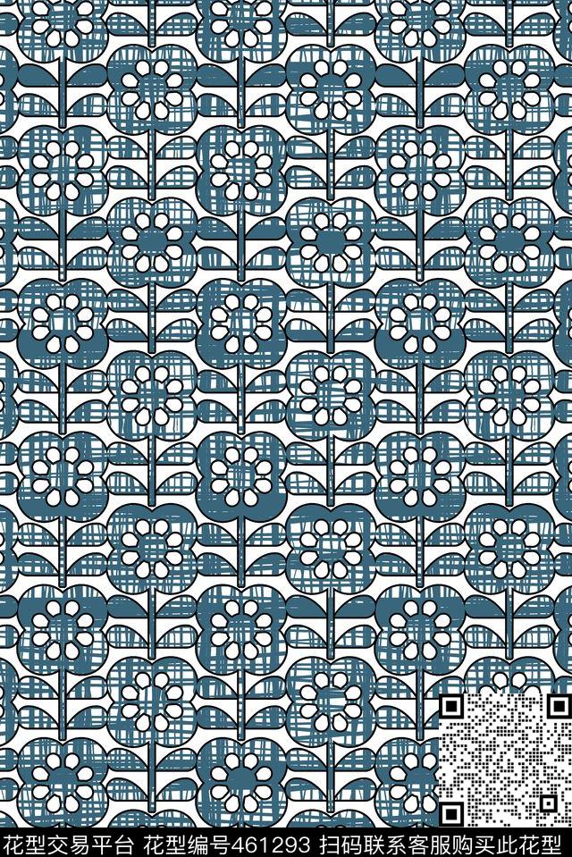 花卉格纹小花朵传统印花华亿平台下载（图片编号: 461293） - 瓦栏（Walan）