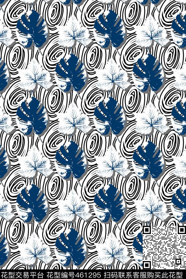树叶抽象花纹传统印花华亿平台下载（图片编号: 461295） - 瓦栏（Walan）