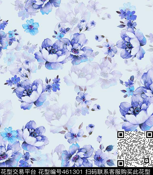 花卉面料少淑数码印花华亿平台下载（图片编号: 461301） - 瓦栏（Walan）