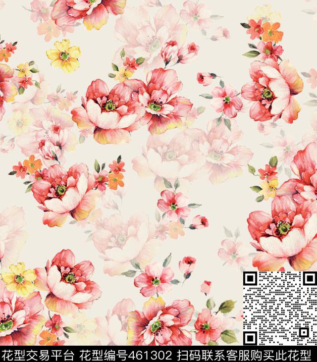 面料花卉花绘数码印花华亿平台下载（图片编号: 461302） - 瓦栏（Walan）
