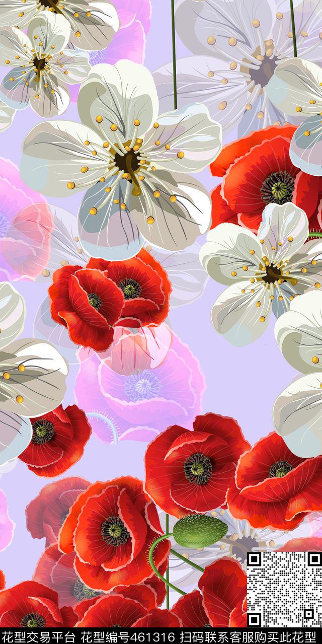 花卉多色印花数码印花华亿平台下载（图片编号: 461316） - 瓦栏（Walan）