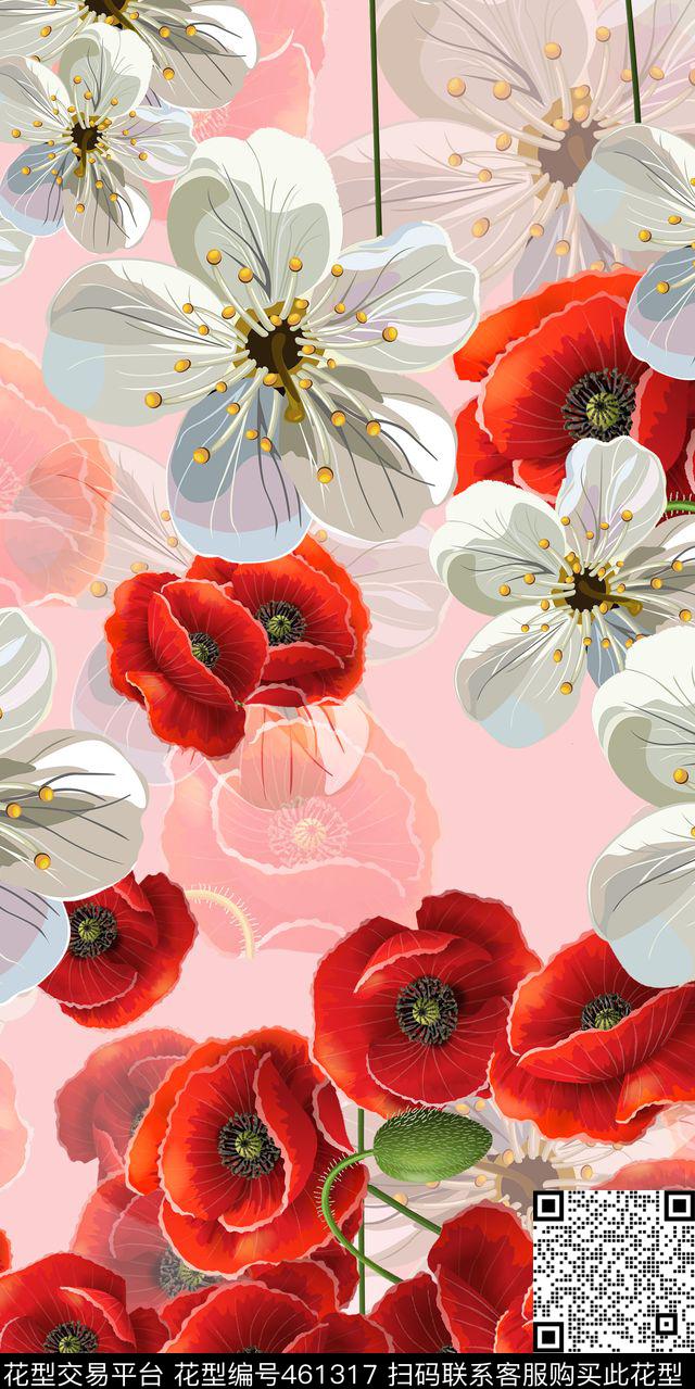花卉多色印花数码印花华亿平台下载（图片编号: 461317） - 瓦栏（Walan）