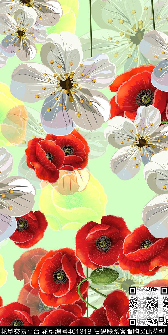 花卉多色印花数码印花华亿平台下载（图片编号: 461318） - 瓦栏（Walan）