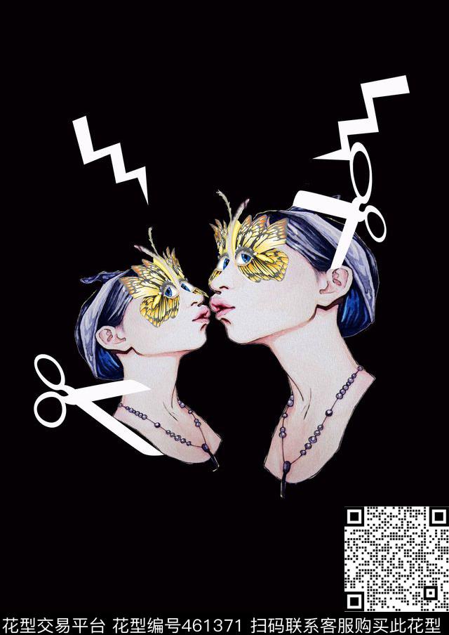 简约黑色油画数码印花华亿平台下载（图片编号: 461371） - 瓦栏（Walan）