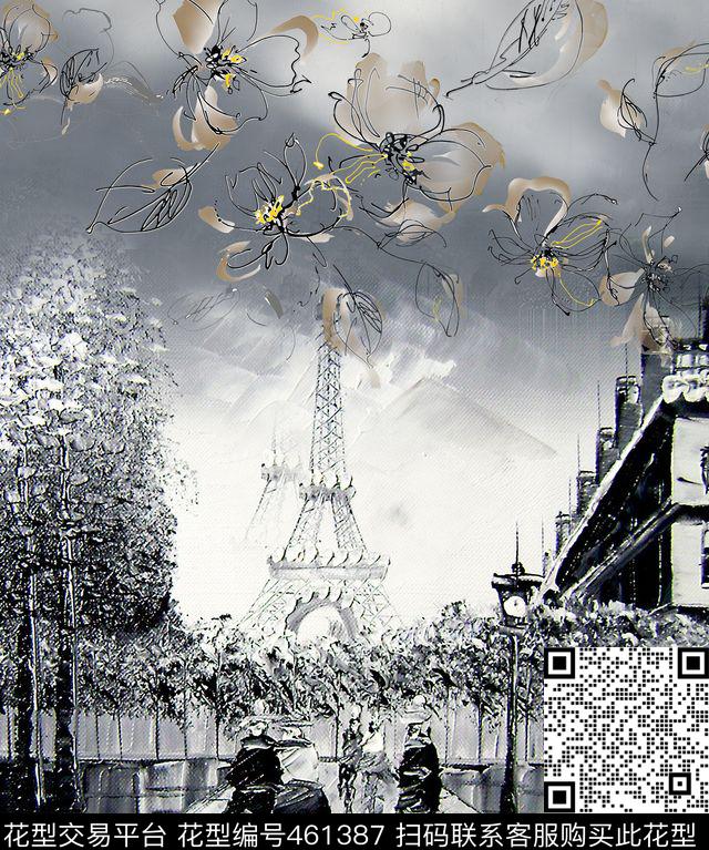 复古写意油画数码印花华亿平台下载（图片编号: 461387） - 瓦栏（Walan）