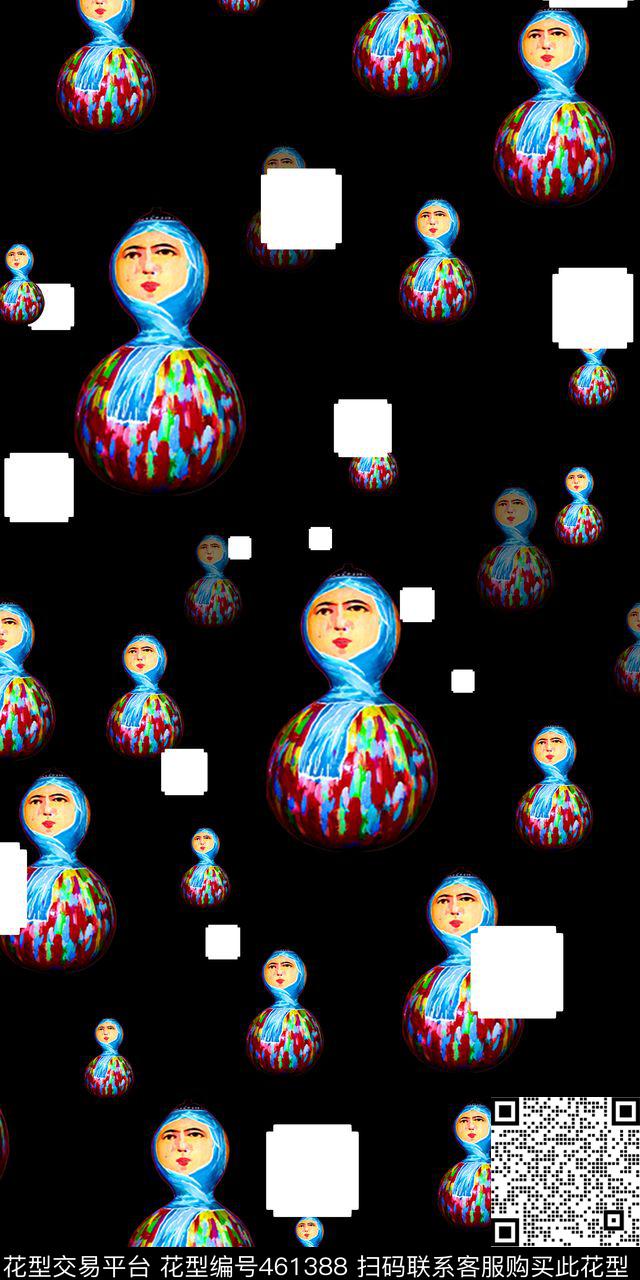 中国风人物泥娃娃数码印花华亿平台下载（图片编号: 461388） - 瓦栏（Walan）