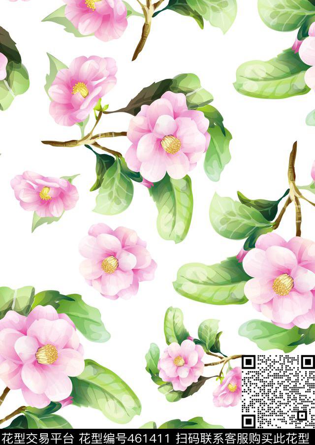 大牌花卉服装数码印花华亿平台下载（图片编号: 461411） - 瓦栏（Walan）