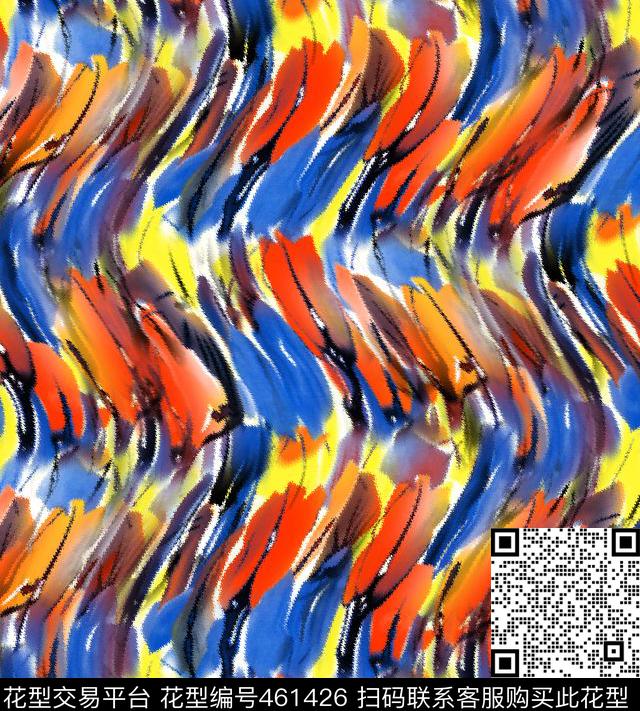 花卉抽象水波纹数码印花华亿平台下载（图片编号: 461426） - 瓦栏（Walan）