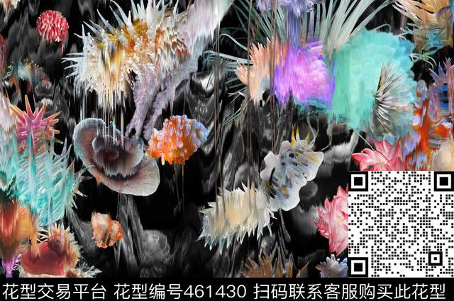 海洋动植物花卉快时尚数码印花华亿平台下载（图片编号: 461430） - 瓦栏（Walan）