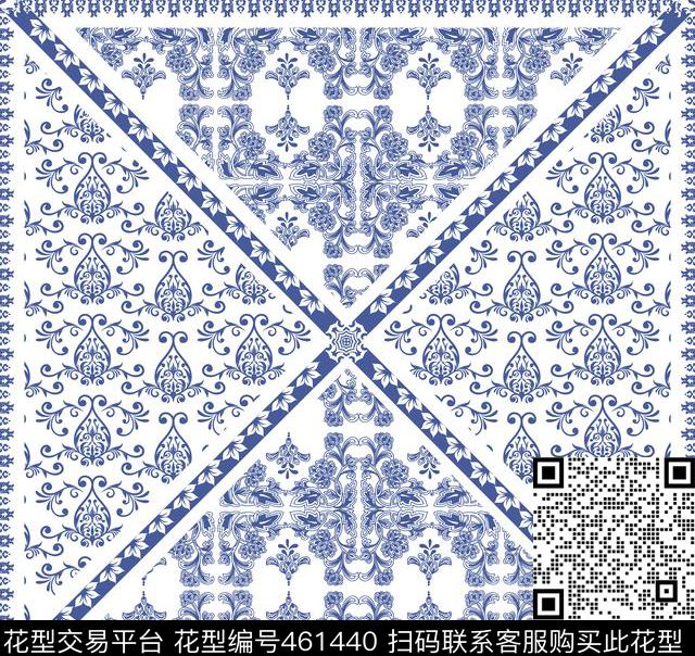 中国风青花瓷民俗图案传统印花华亿平台下载（图片编号: 461440） - 瓦栏（Walan）