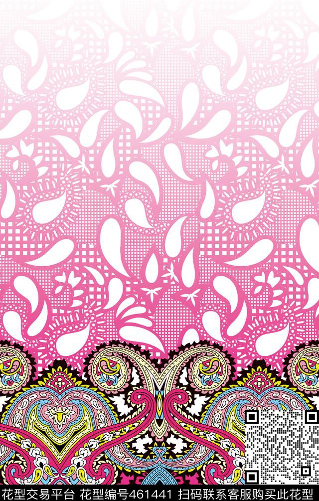 定位手绘欧式玫红色系欧式腰果火腿变形虫定位女装传统印花华亿平台下载（图片编号: 461441） - 瓦栏（Walan）