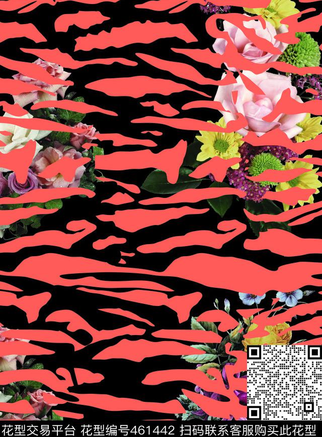 花丛花朵纹理数码印花华亿平台下载（图片编号: 461442） - 瓦栏（Walan）