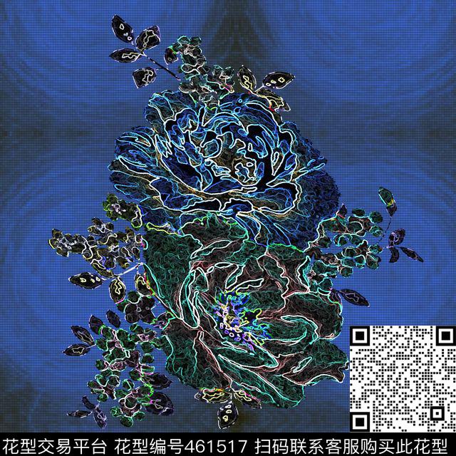 时尚花卉几何数码印花华亿平台下载（图片编号: 461517） - 瓦栏（Walan）