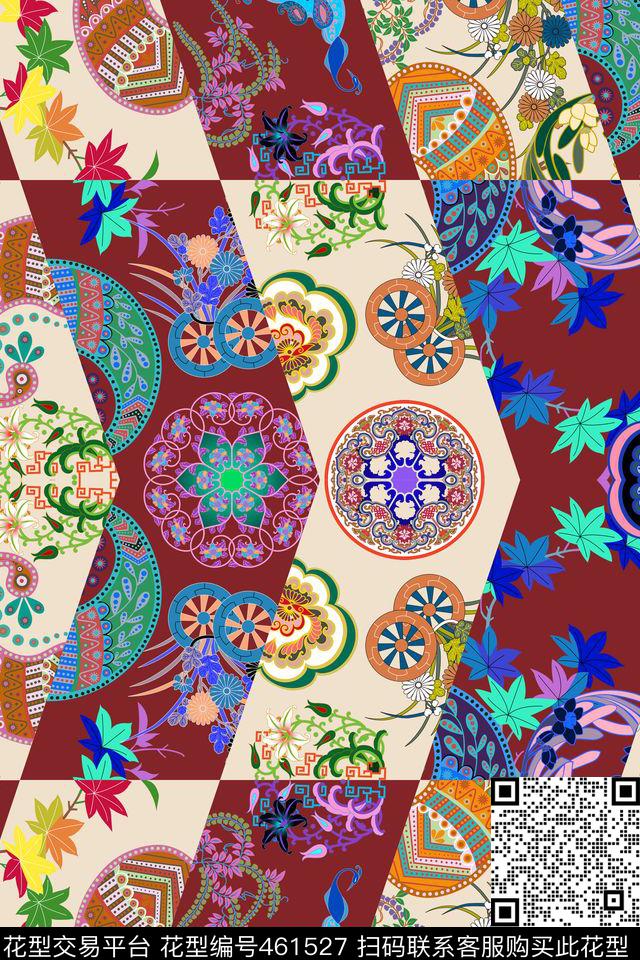异域几何花纹数码印花华亿平台下载（图片编号: 461527） - 瓦栏（Walan）