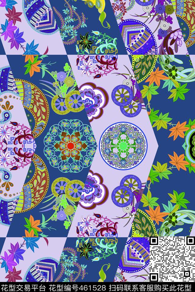 异域几何花纹数码印花华亿平台下载（图片编号: 461528） - 瓦栏（Walan）