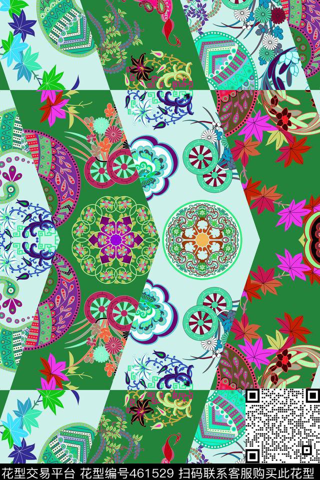 异域几何花纹数码印花华亿平台下载（图片编号: 461529） - 瓦栏（Walan）