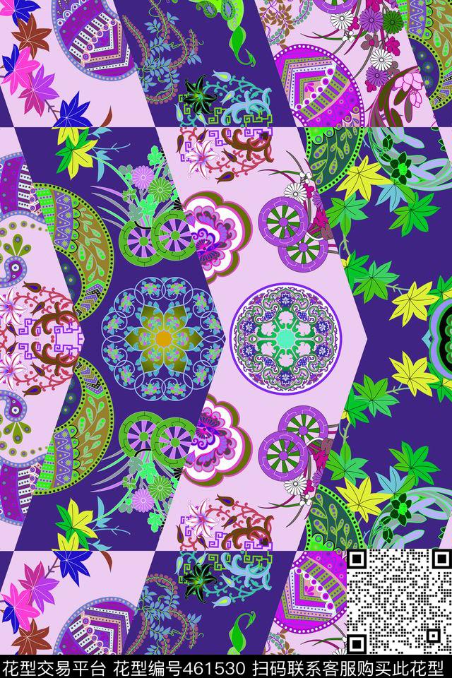 异域几何花纹数码印花华亿平台下载（图片编号: 461530） - 瓦栏（Walan）