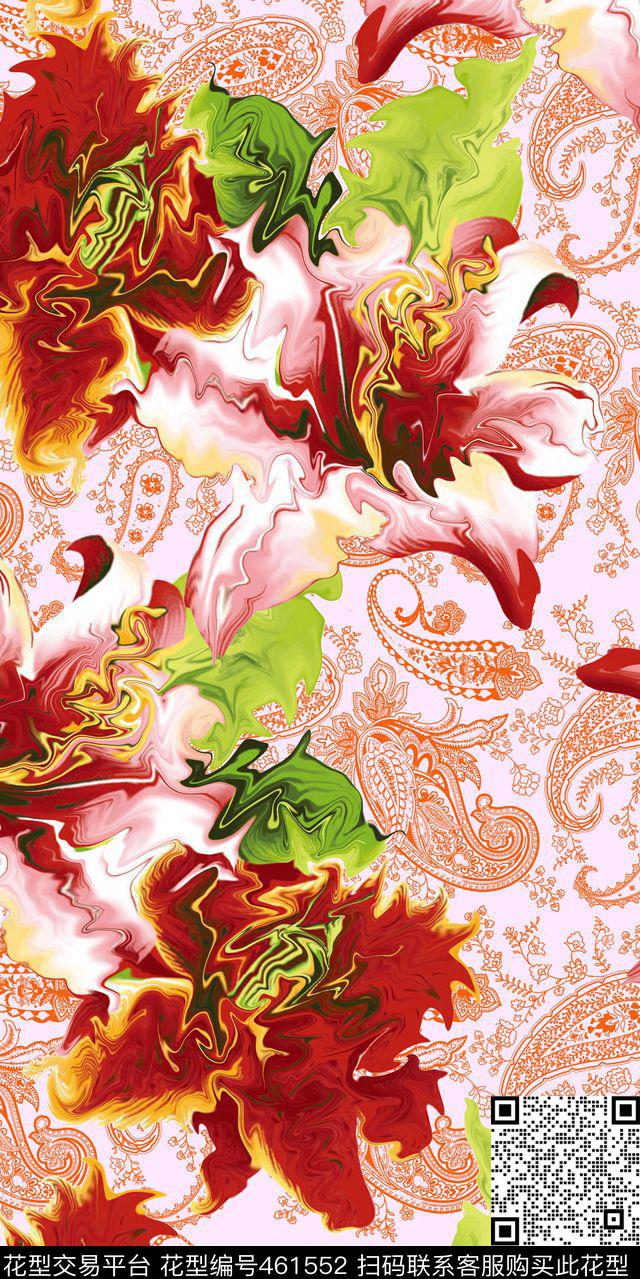 花卉火腿纹时尚数码印花华亿平台下载（图片编号: 461552） - 瓦栏（Walan）