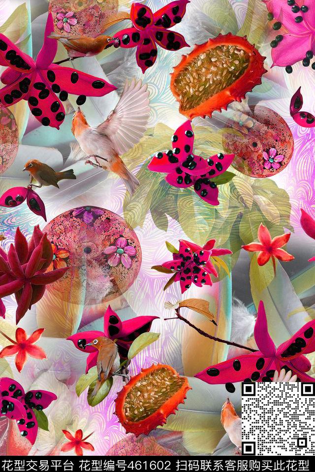 写意假苹婆果实数码印花华亿平台下载（图片编号: 461602） - 瓦栏（Walan）