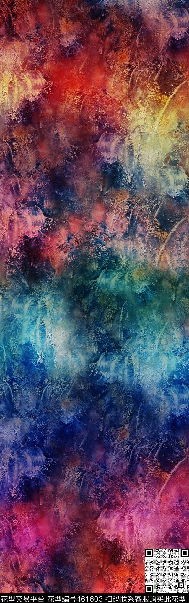 抽象肌理几何五彩色调数码印花华亿平台下载（图片编号: 461603） - 瓦栏（Walan）