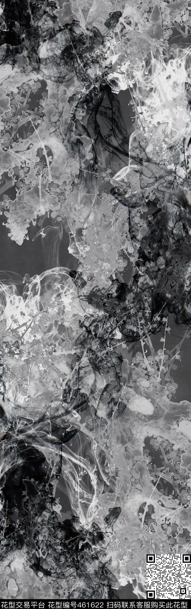 抽象肌理几何黑白灰色调数码印花华亿平台下载（图片编号: 461622） - 瓦栏（Walan）