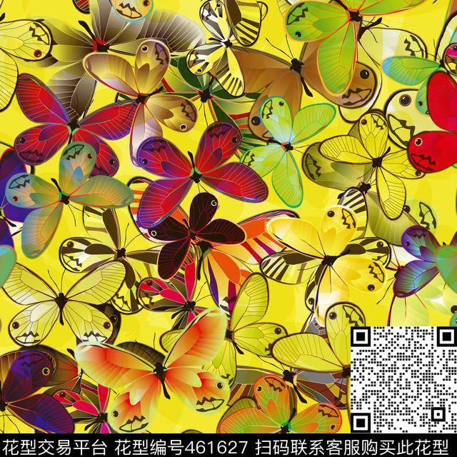 蝴蝶昆虫流行数码印花华亿平台下载（图片编号: 461627） - 瓦栏（Walan）