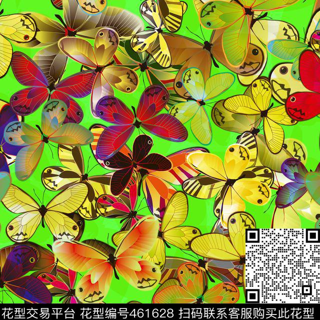 蝴蝶昆虫流行数码印花华亿平台下载（图片编号: 461628） - 瓦栏（Walan）