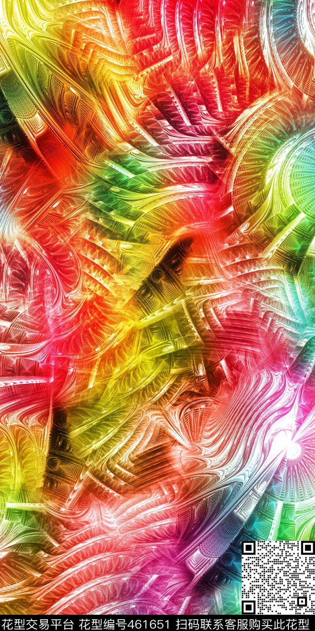 抽象炫彩几何数码印花华亿平台下载（图片编号: 461651） - 瓦栏（Walan）