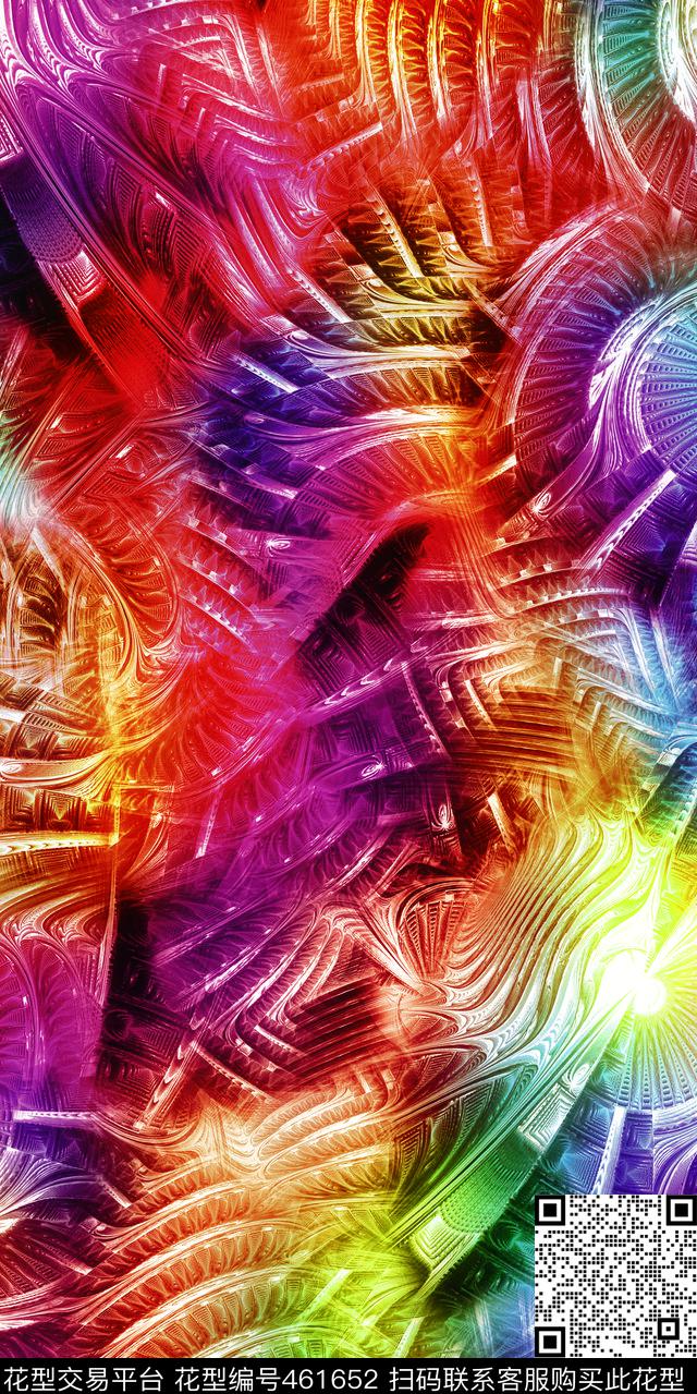 抽象炫彩几何数码印花华亿平台下载（图片编号: 461652） - 瓦栏（Walan）