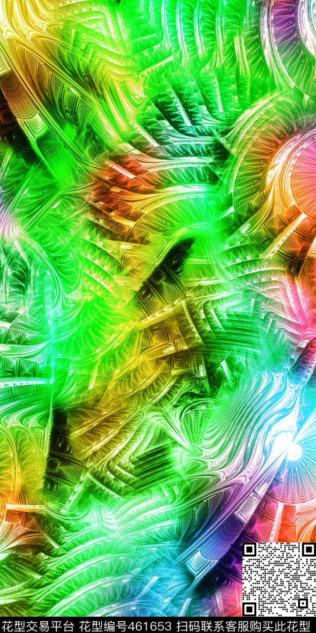 抽象炫彩几何数码印花华亿平台下载（图片编号: 461653） - 瓦栏（Walan）